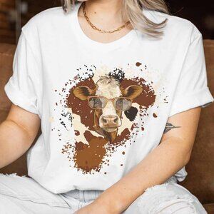 Cute Cow T-shirt Brown Cow Tee Farmhouse Country Shirt Our Herd Fun Tee Graphic